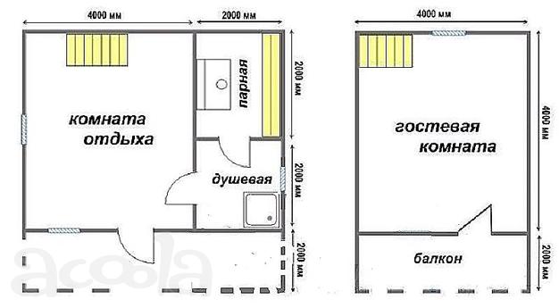 Дом-баня 6х6 м с мансардой под ключ из профилированного бруса